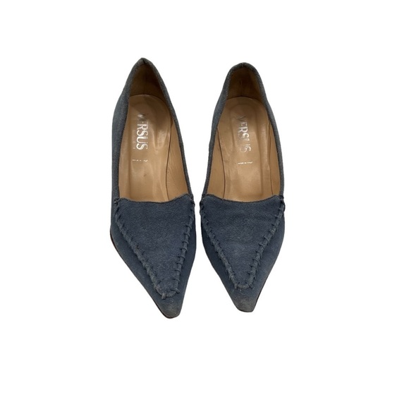 Versus by Versace Blue Suede Pointed Toe Heels Size 37 Women’s - Picture 3 of 10